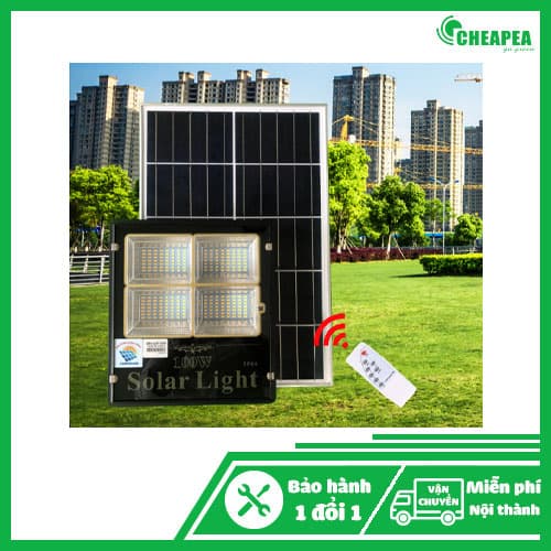 Đèn pha 100W Năng lượng mặt trời – Ánh sáng vàng