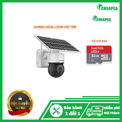 Camera năng lượng mặt trời SECTEC 4G + Thẻ nhớ 32GB