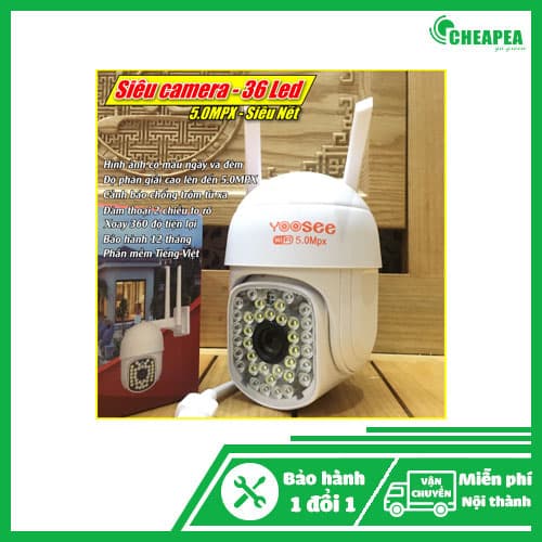 Camera 36 LED 5.0M Yoosee PTZ – Xem đêm có màu (Mẫu Mini)